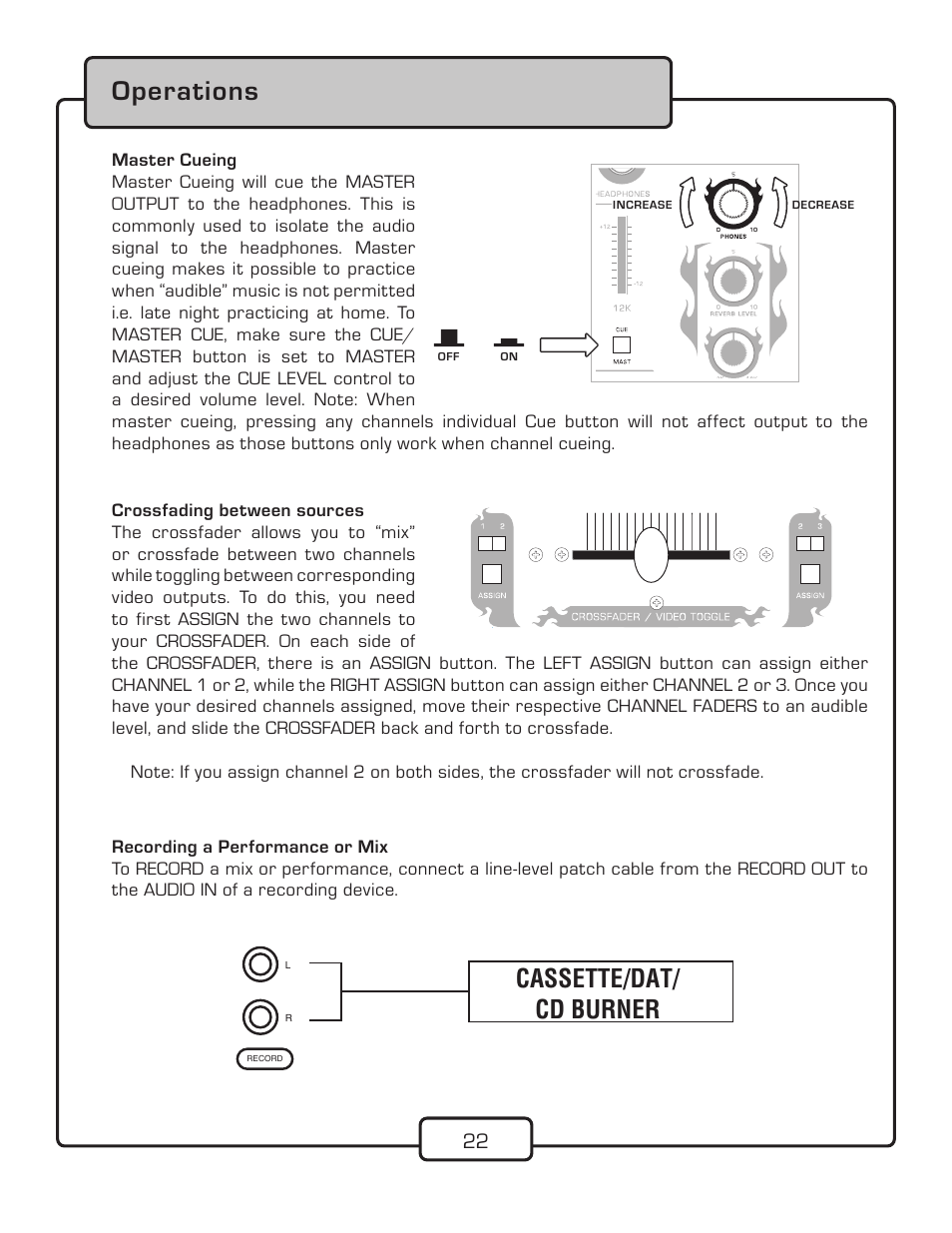 Operations, Cassette/dat/ cd burner | VocoPro KJ-7808RV User Manual | Page 24 / 28