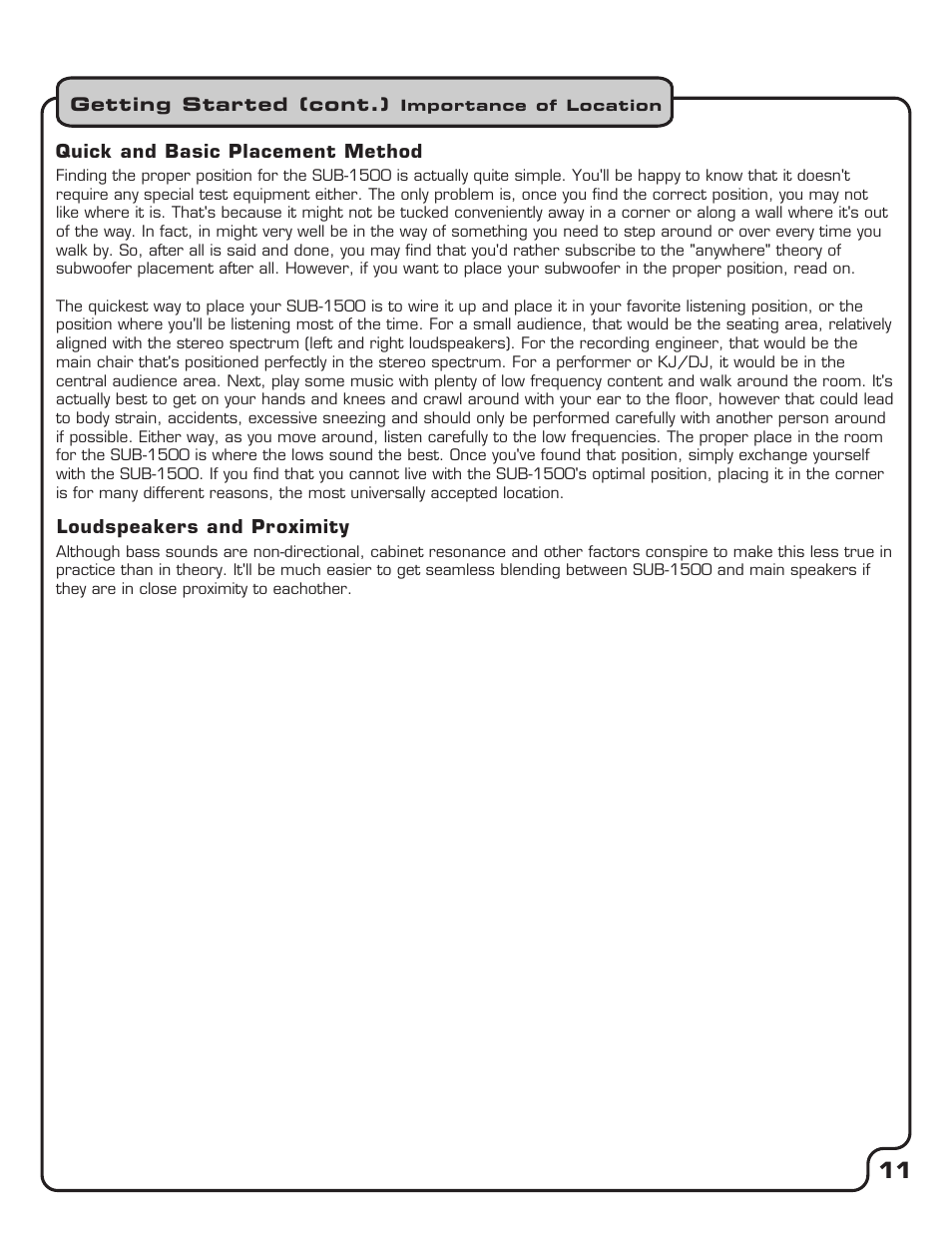 Pg 11 importance of location 2.pdf | VocoPro SUB-1500 User Manual | Page 12 / 18