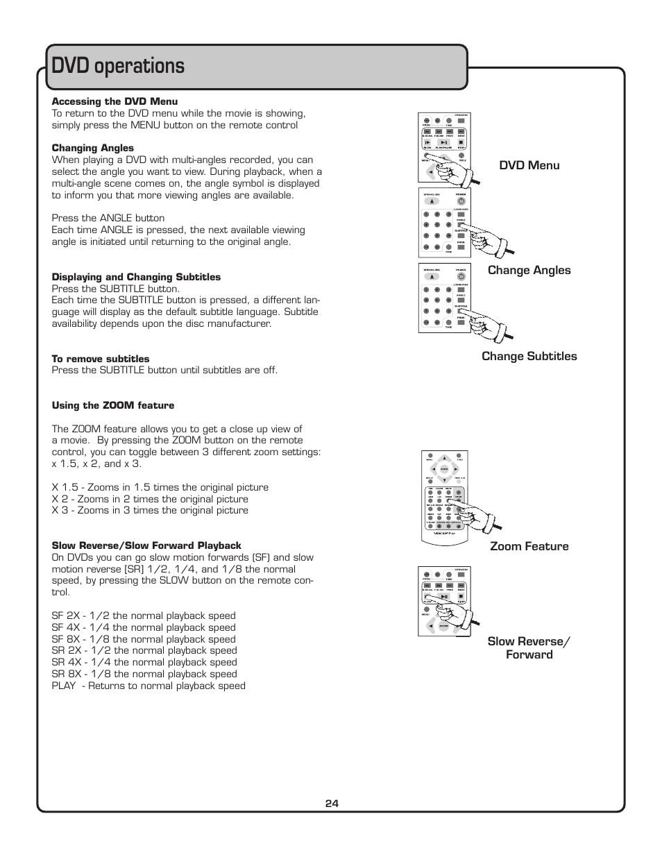 Dvd operations | VocoPro THE SINGER'S ULTIMATE CHOICE DVG-909K User Manual | Page 25 / 34