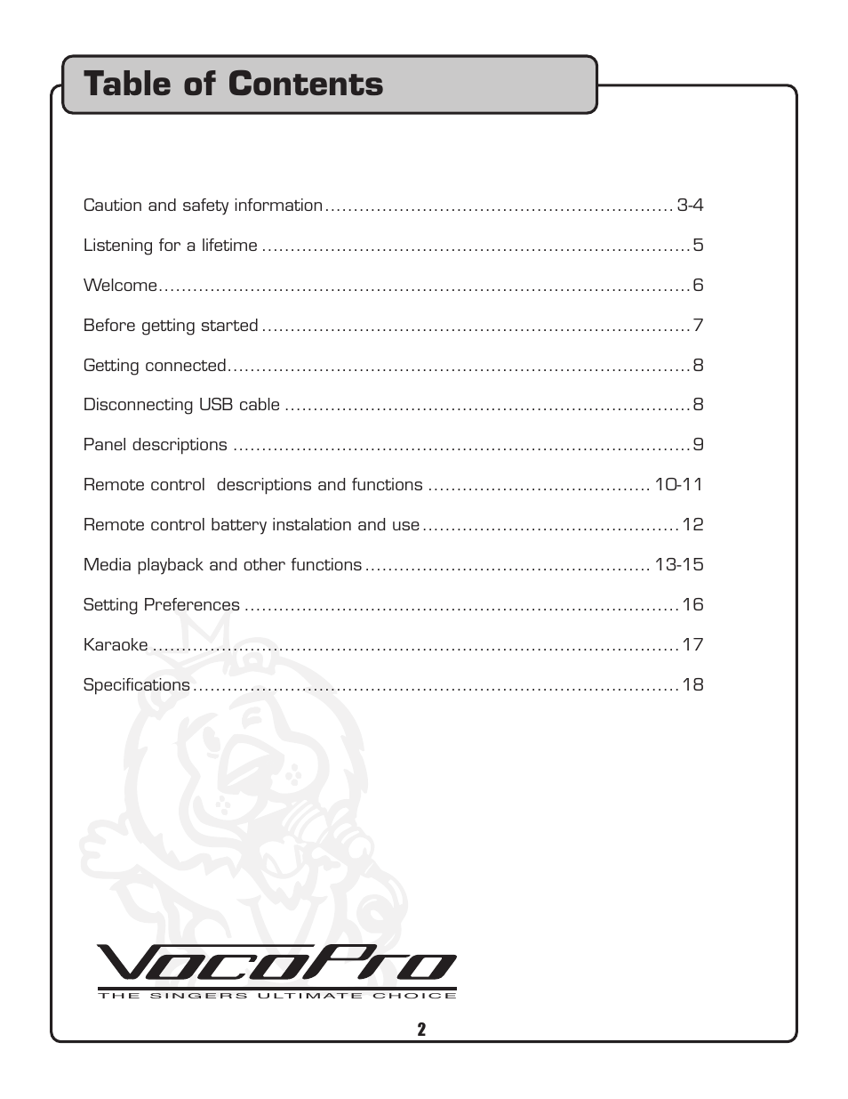 VocoPro MEDIA-JUKEBOX40 User Manual | Page 2 / 19