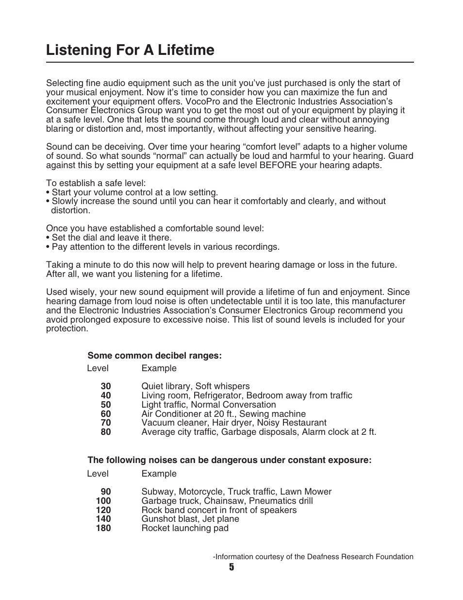 Listening for a lifetime | VocoPro MEDIA-JUKEBOX40 User Manual | Page 5 / 19