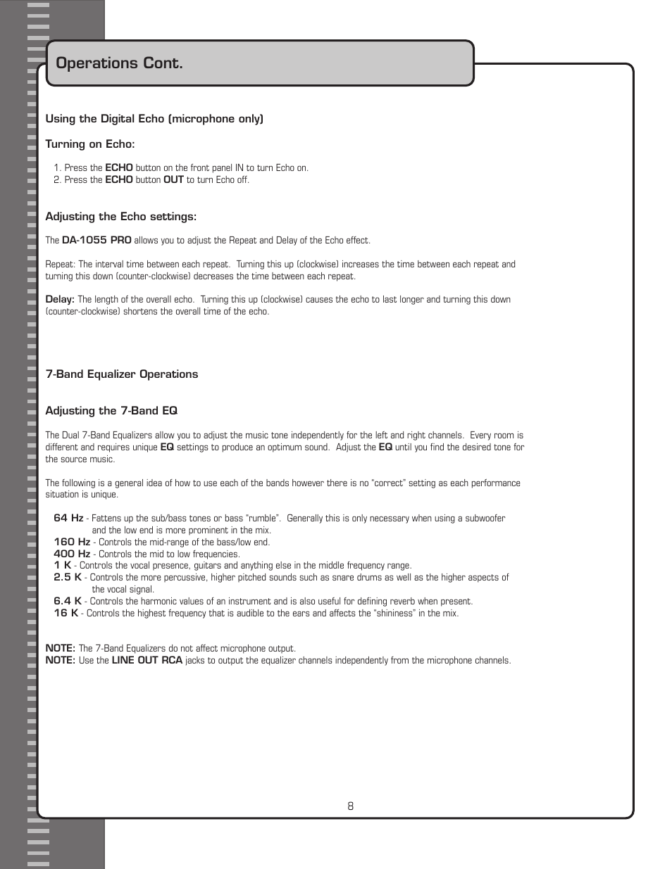 Operations cont | VocoPro DA-1055 PRO User Manual | Page 14 / 18