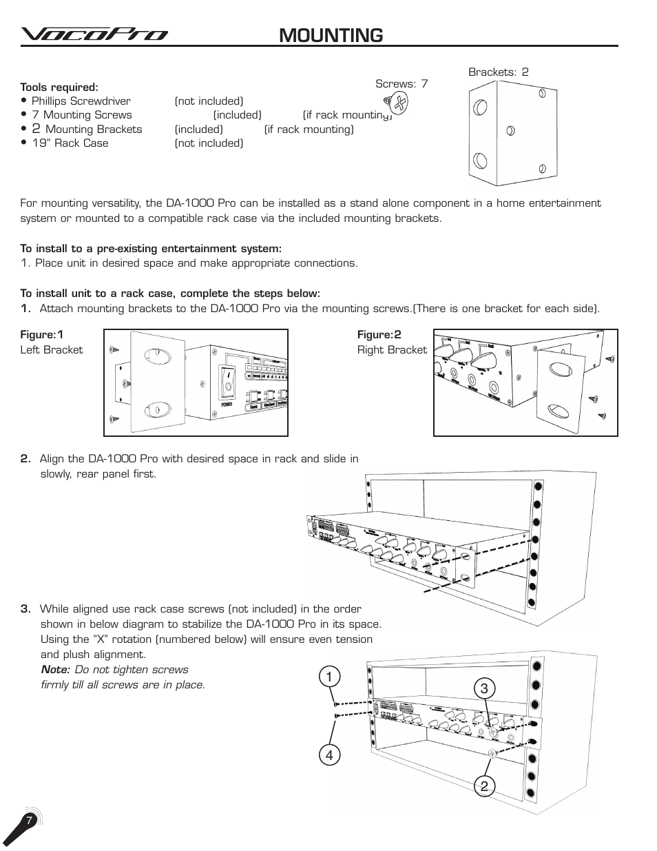 Mounting | VocoPro DA-1000Pro User Manual | Page 13 / 20