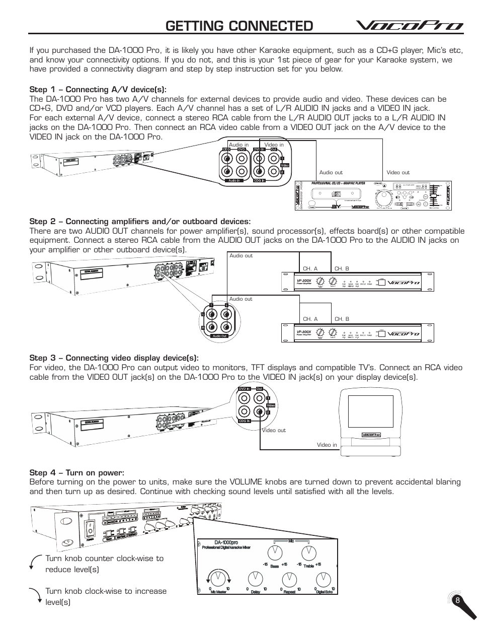 Getting connected | VocoPro DA-1000Pro User Manual | Page 14 / 20