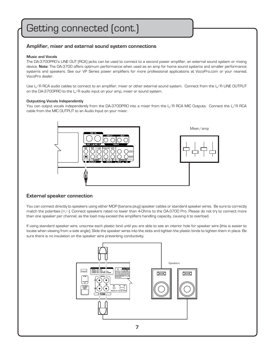 Getting connected (cont.) | VocoPro DA-3700 User Manual | Page 9 / 18