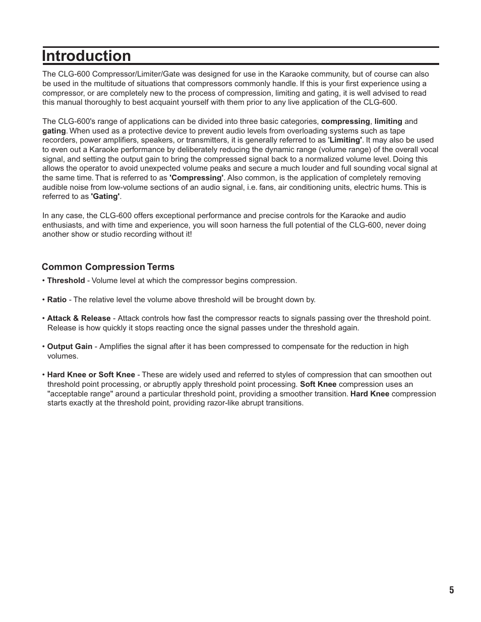 Pg 05 introduction.pdf, Introduction | VocoPro CLG-600 User Manual | Page 6 / 16