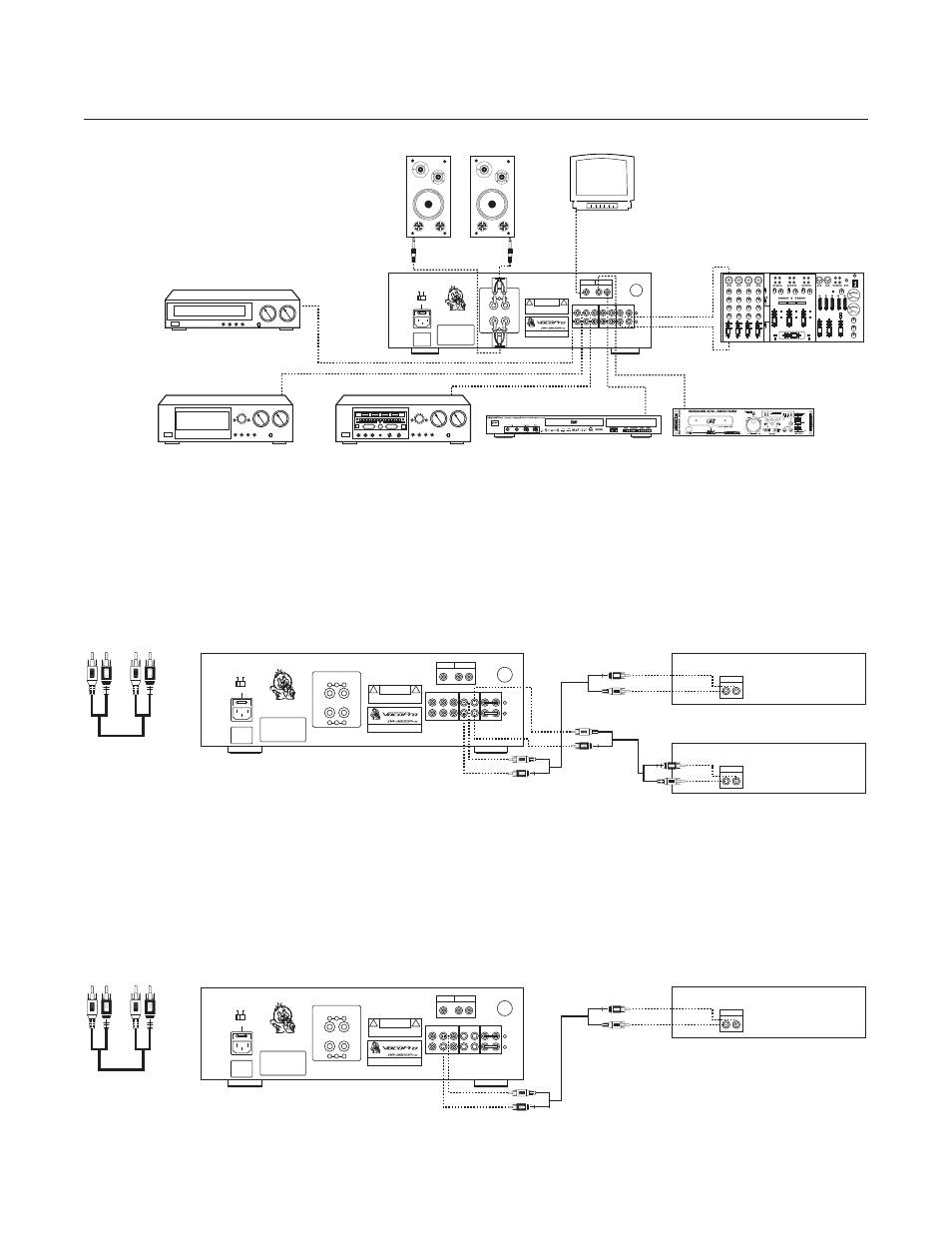 Pg 13 geting conected.pdf, Getting connected, Source player # 2 | Rca cable da-3600 pro recording device, Digital key controller crossfader, Out rec line dvd cdg out effect in l input, Risk of electric shock do not open, Utiliser un fubible de rechange de meme type | VocoPro DA-3600Pro2 User Manual | Page 15 / 24