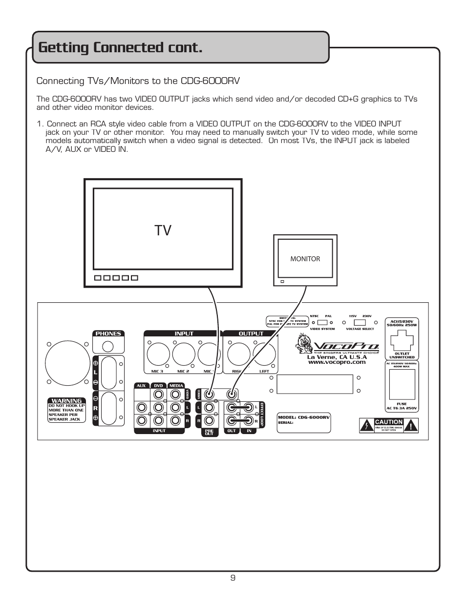 Getting connected cont | VocoPro CDG-6000RV User Manual | Page 10 / 24