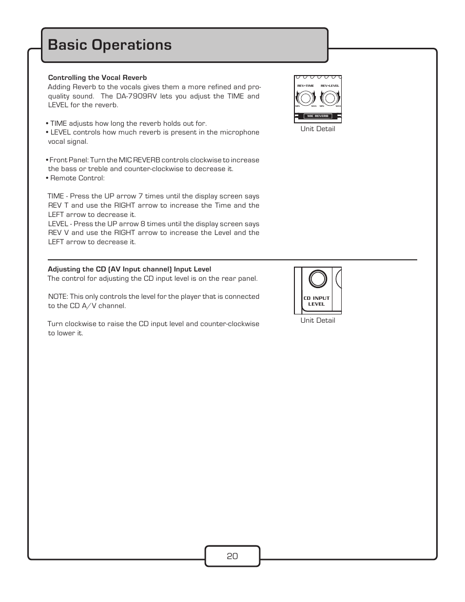 Basic operations | VocoPro DA-7909RV User Manual | Page 22 / 28