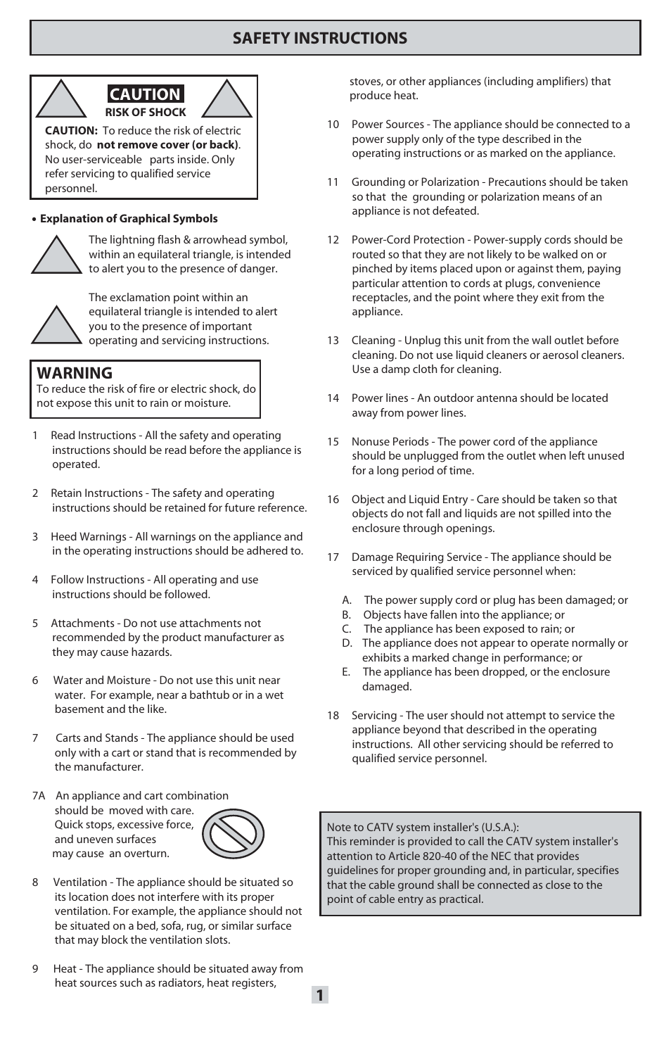 Safety instructions, Caution, Warning | VocoPro ORANGE-300 User Manual | Page 2 / 24