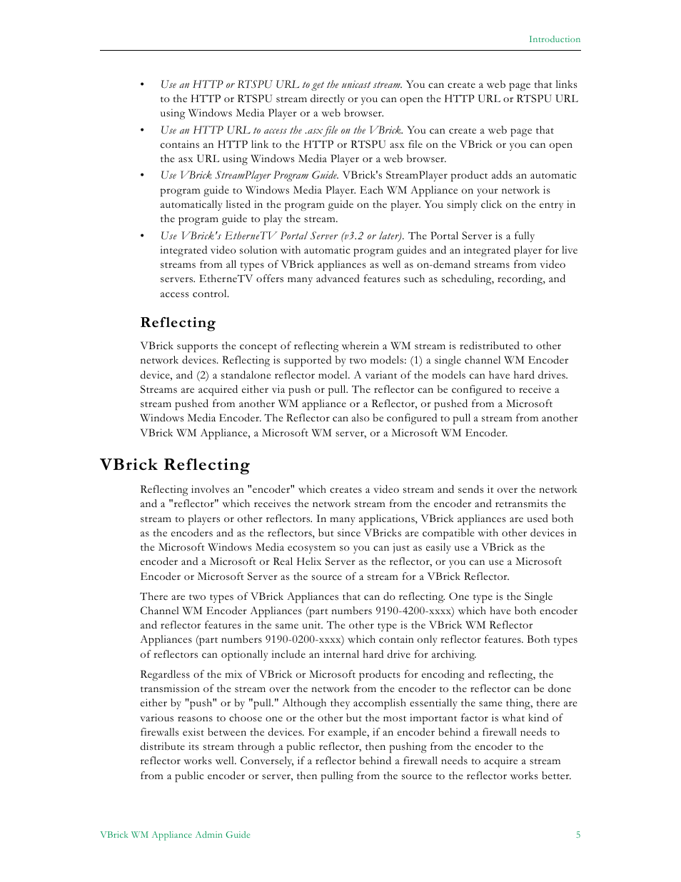 Reflecting, Vbrick reflecting | VBrick Systems VBRICK APPLIANCE VB6000 User Manual | Page 15 / 156