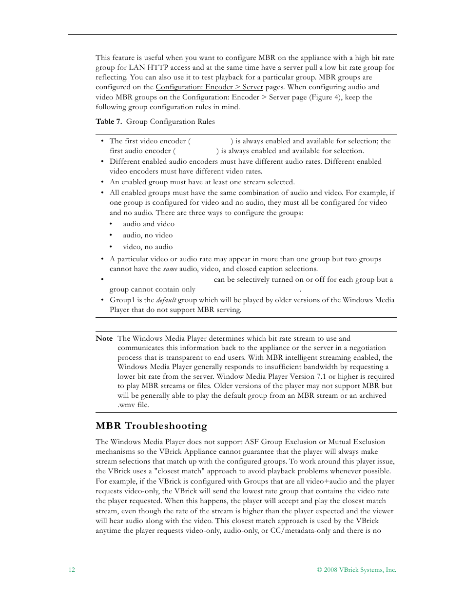 Mbr troubleshooting | VBrick Systems VBRICK APPLIANCE VB6000 User Manual | Page 22 / 156