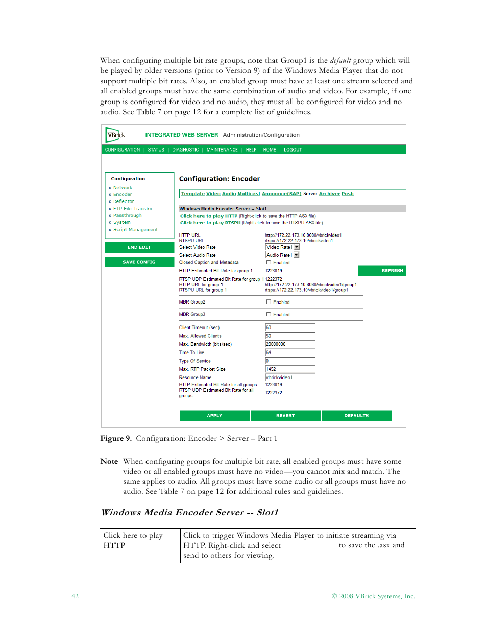 VBrick Systems VBRICK APPLIANCE VB6000 User Manual | Page 52 / 156