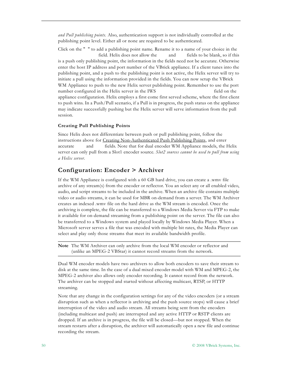 Configuration: encoder > archiver | VBrick Systems VBRICK APPLIANCE VB6000 User Manual | Page 60 / 156