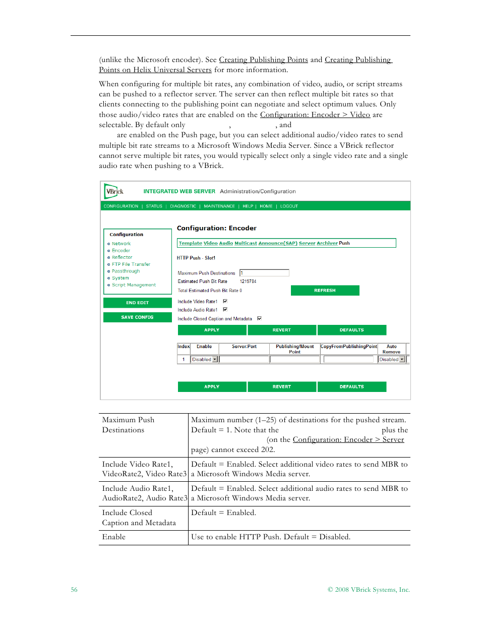 VBrick Systems VBRICK APPLIANCE VB6000 User Manual | Page 66 / 156