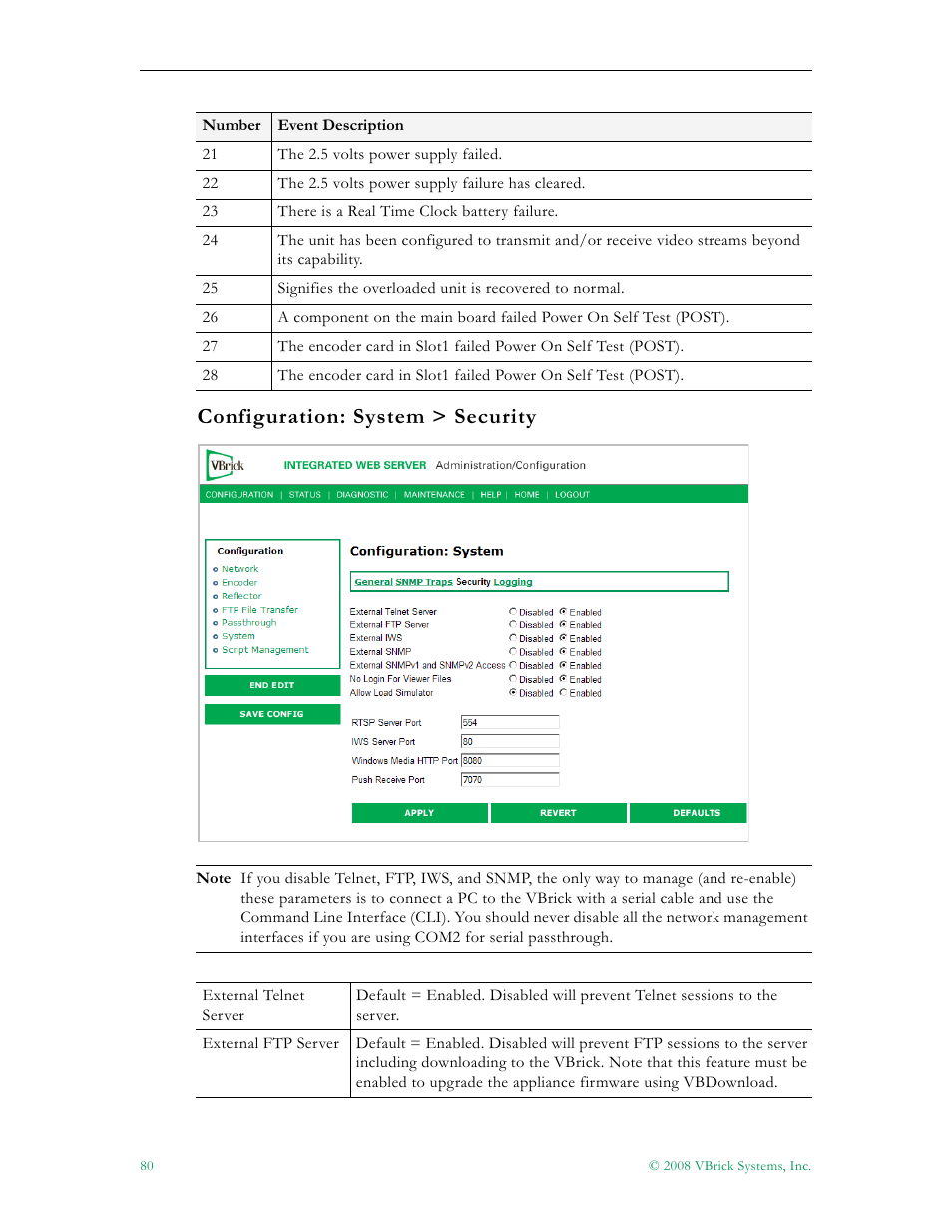 Configuration: system > security | VBrick Systems VBRICK APPLIANCE VB6000 User Manual | Page 90 / 156