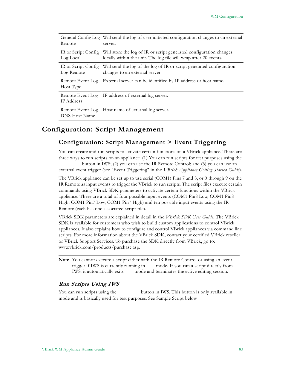 Configuration: script management | VBrick Systems VBRICK APPLIANCE VB6000 User Manual | Page 93 / 156