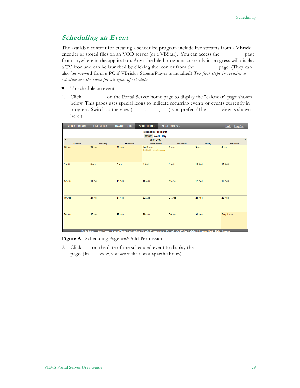 Scheduling an event | VBrick Systems ENTERPRISE MEDIA SYSTEM V5.0 User Manual | Page 35 / 76