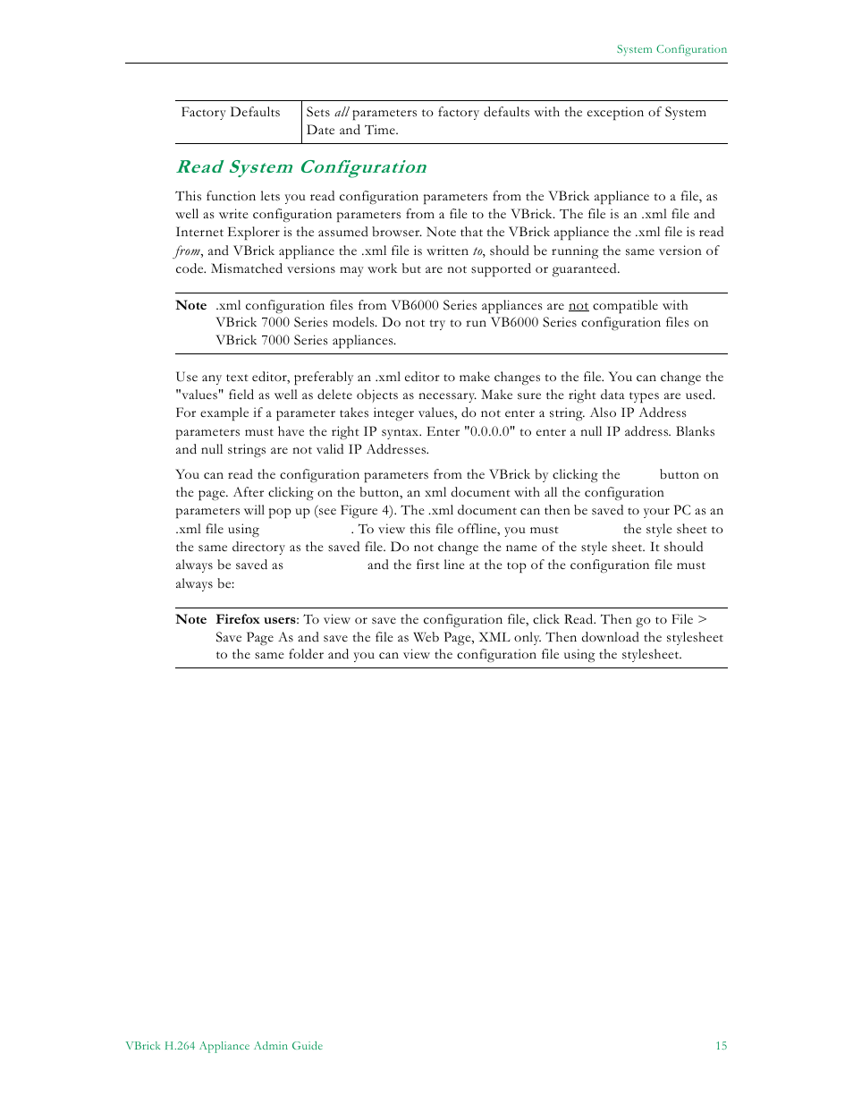 Read system configuration | VBrick Systems 7000 User Manual | Page 21 / 76