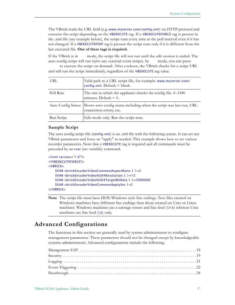Advanced configurations | VBrick Systems 7000 User Manual | Page 23 / 76