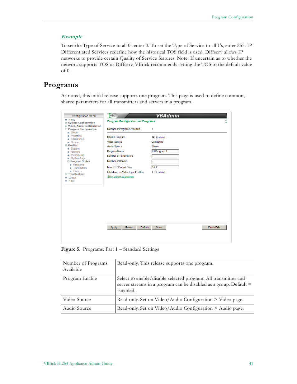 Programs | VBrick Systems 7000 User Manual | Page 47 / 76