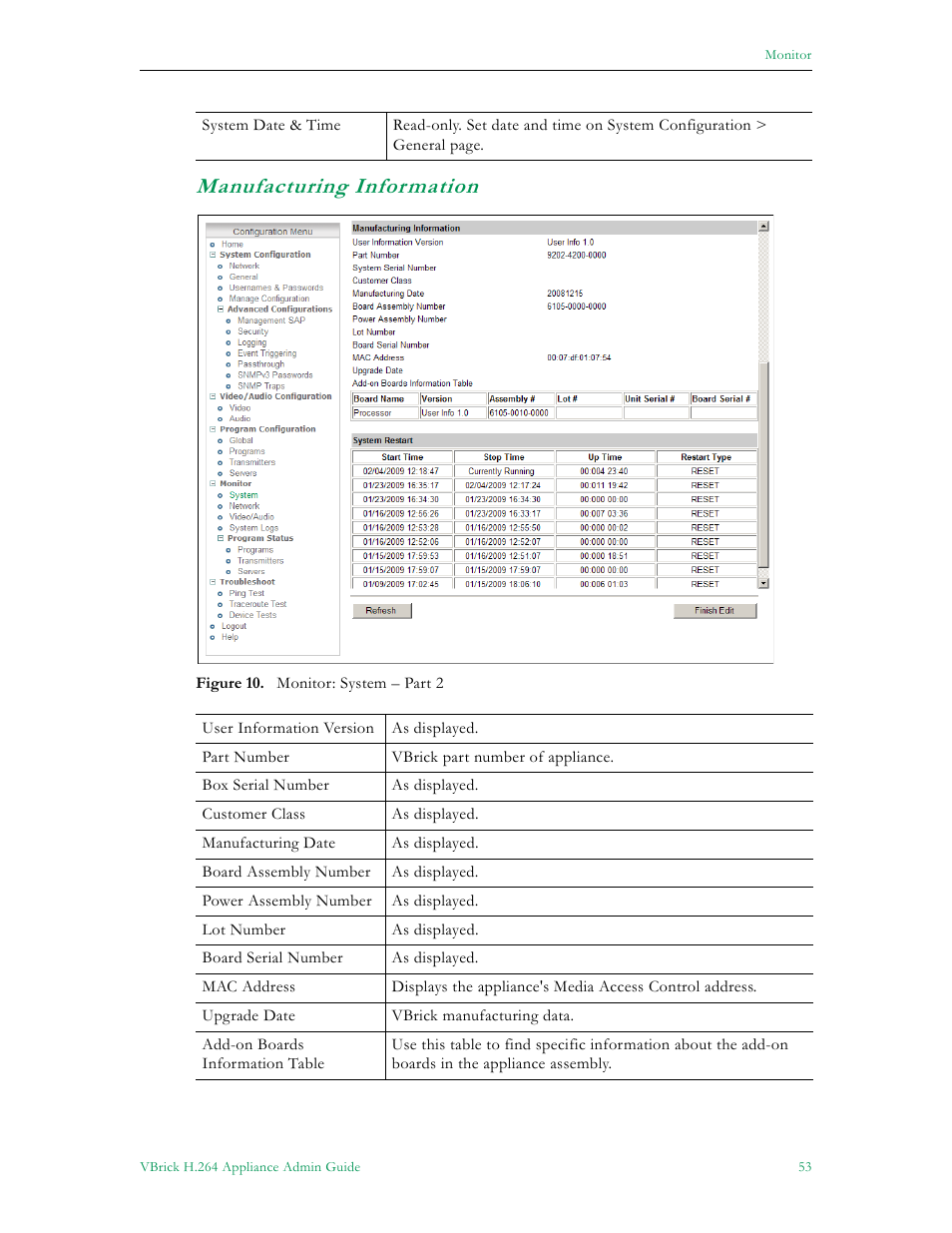 Manufacturing information | VBrick Systems 7000 User Manual | Page 59 / 76