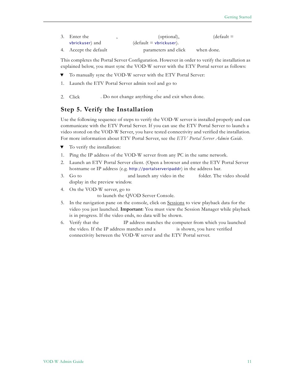 Step 5. verify the installation | VBrick Systems VOD-W Server VBrick v4.2.1 User Manual | Page 19 / 94