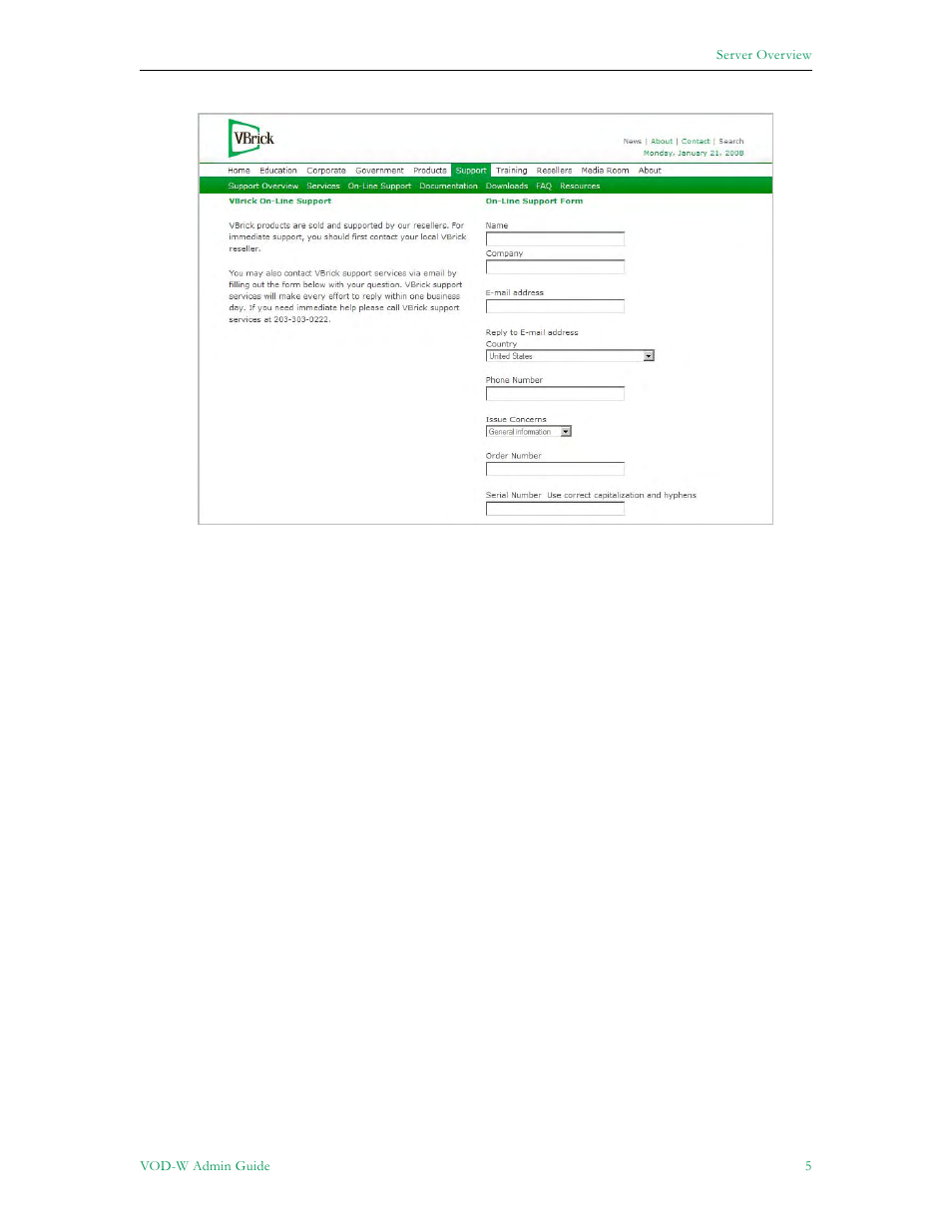 VBrick Systems VOD-W Server VBrick v4.2.3 User Manual | Page 13 / 92