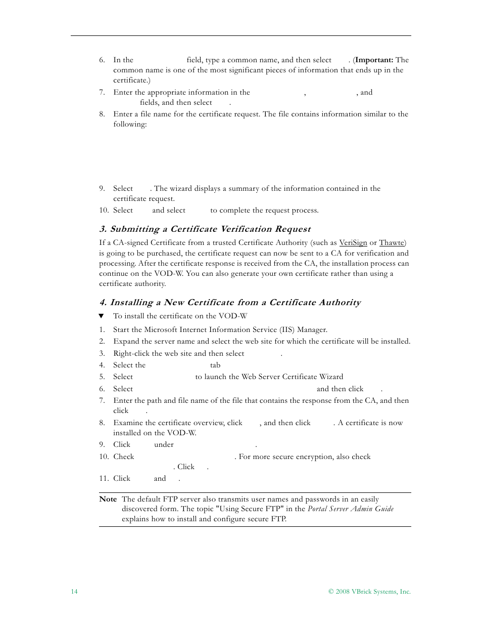 Submitting a certificate verification request | VBrick Systems VOD-W Server VBrick v4.2.3 User Manual | Page 22 / 92