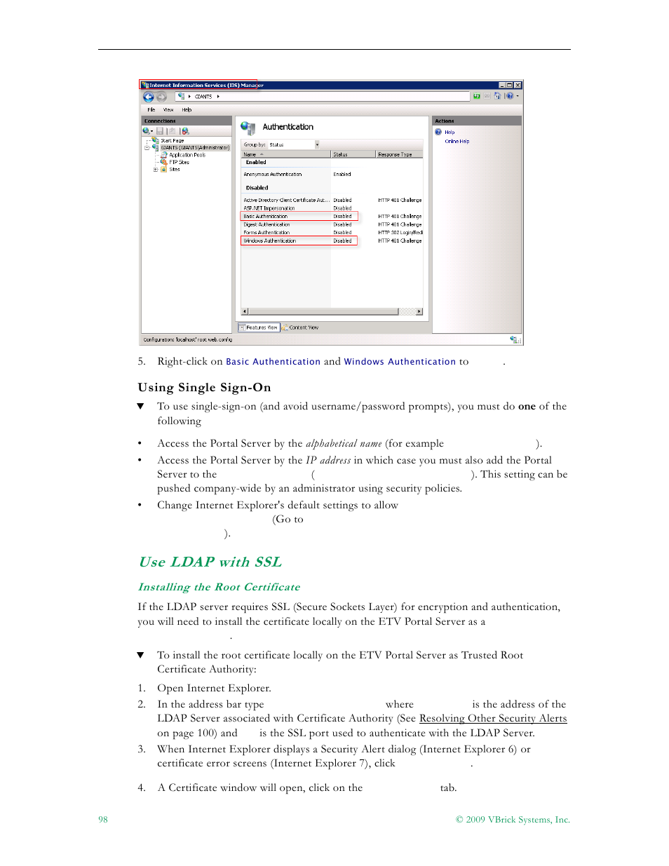Use ldap with ssl | VBrick Systems ETHERNETV V4.4.3 User Manual | Page 110 / 216