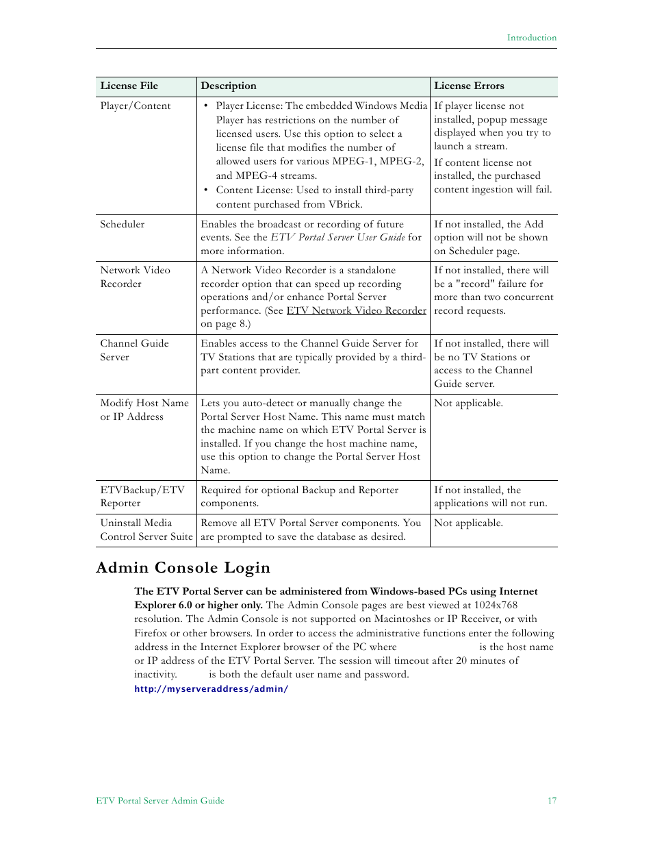 Admin console login | VBrick Systems ETHERNETV V4.4.3 User Manual | Page 29 / 216