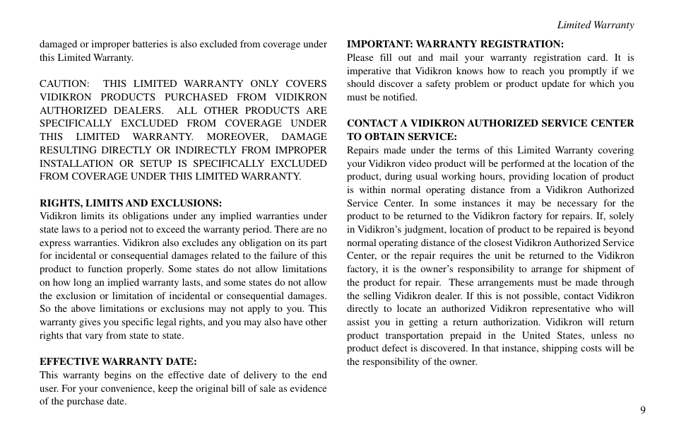 Vidikron VP-60 User Manual | Page 10 / 117