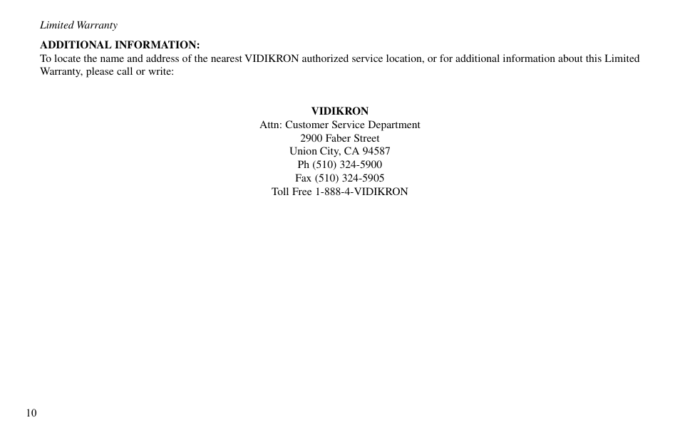 Vidikron VP-60 User Manual | Page 11 / 117