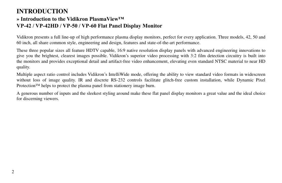 Introduction | Vidikron VP-60 User Manual | Page 3 / 117