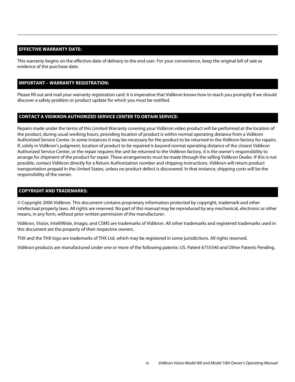 Vidikron Vision 90t User Manual | Page 4 / 76