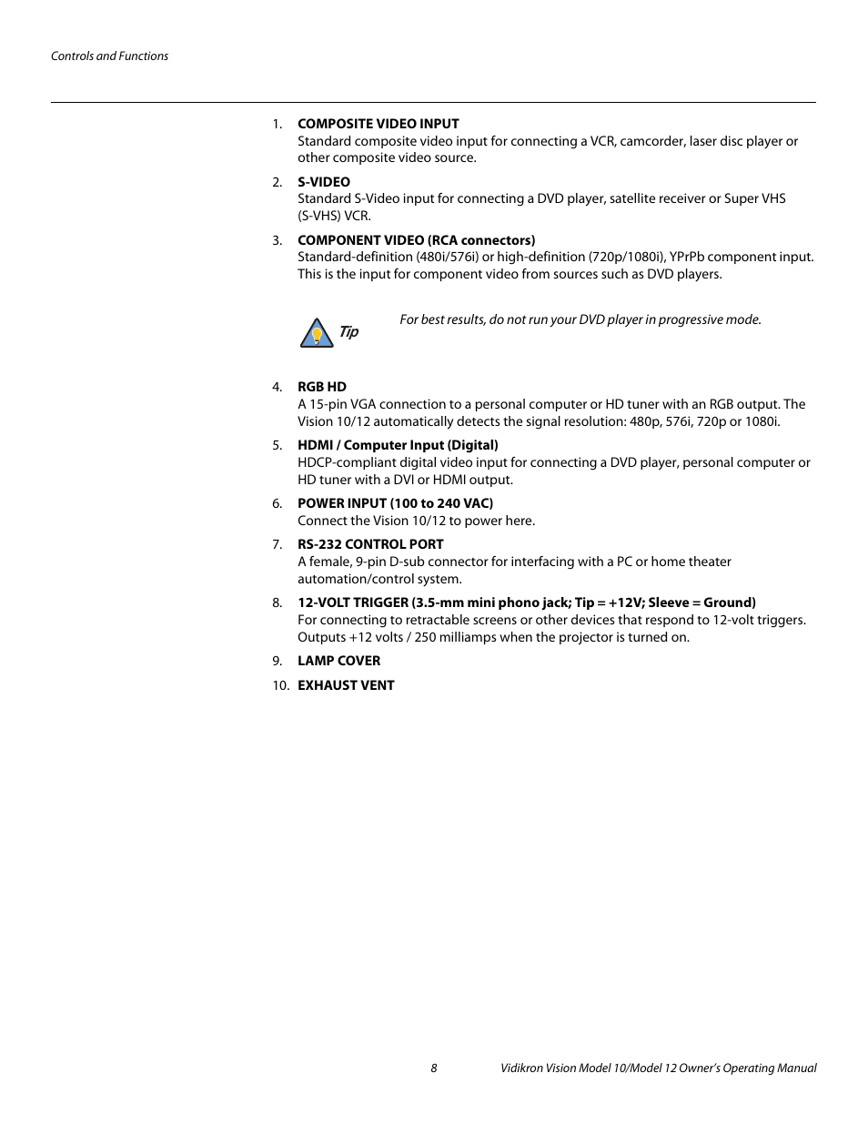 Pre l iminar y | Vidikron Vision 12 User Manual | Page 18 / 74