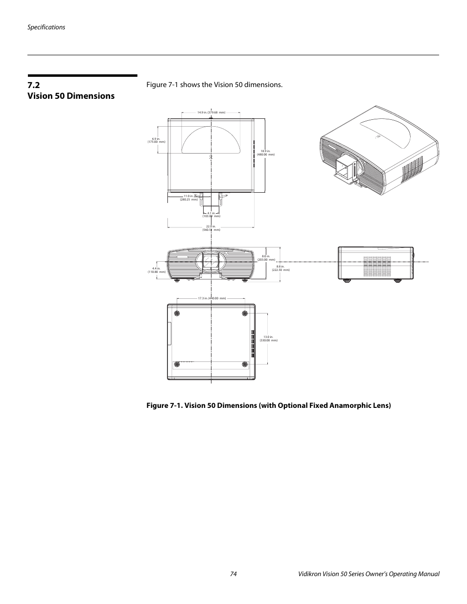 2 vision 50 dimensions, Vision 50 dimensions, Pre l iminar y | Vidikron Vision 50 User Manual | Page 86 / 90