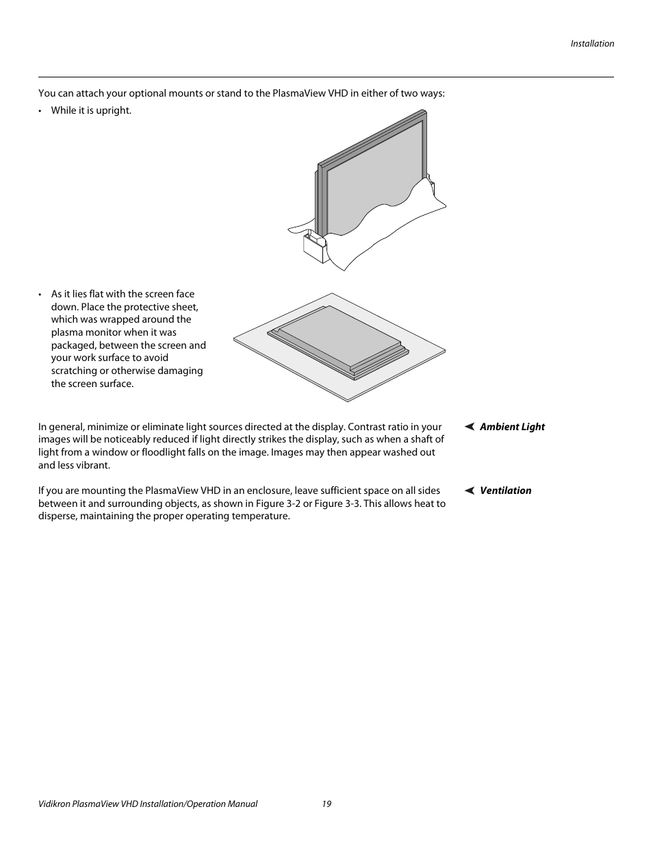 Ambient light, Ventilation, Pre l iminar y | Vidikron PLASMAVIEW VP-6500VHDA User Manual | Page 31 / 82