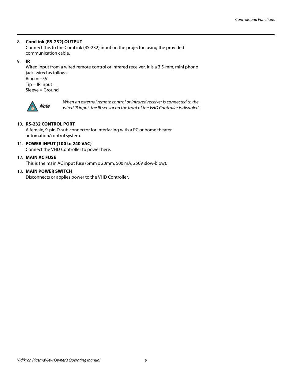 Pre l iminar y | Vidikron VP-6500VHD User Manual | Page 19 / 70