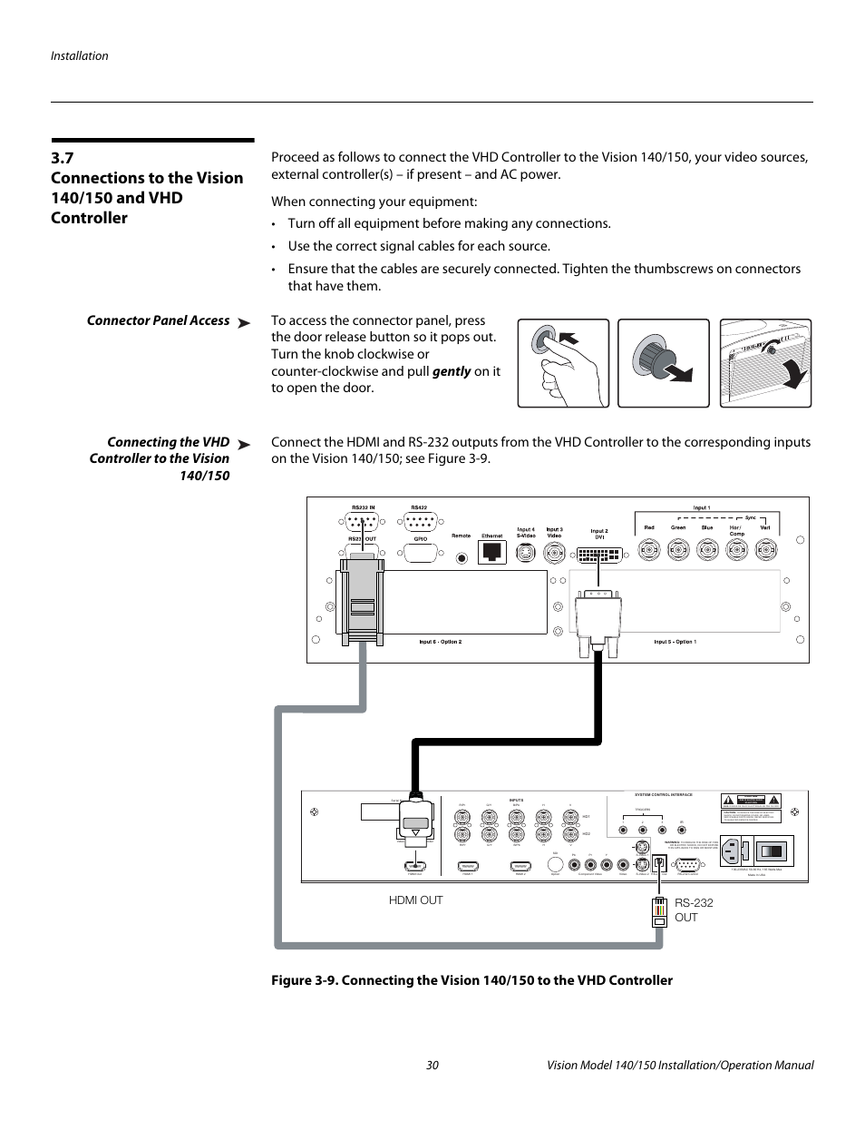 Connector panel access, Pre l iminar y | Vidikron Vision 150 User Manual | Page 44 / 116