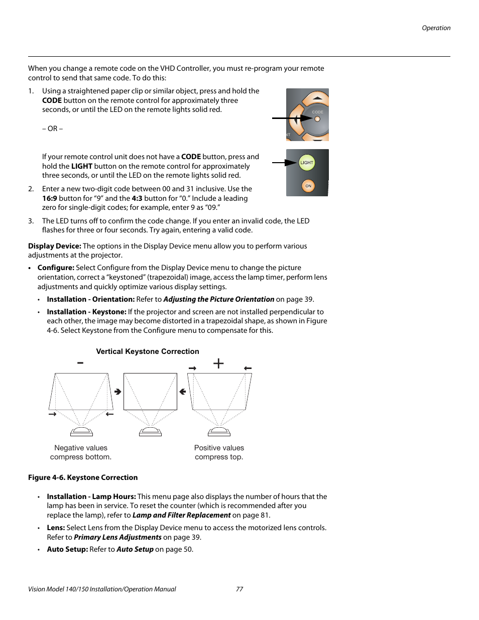 Display device, Figure 4-6 . keystone correction, Pre l iminar y | Vidikron Vision 150 User Manual | Page 91 / 116