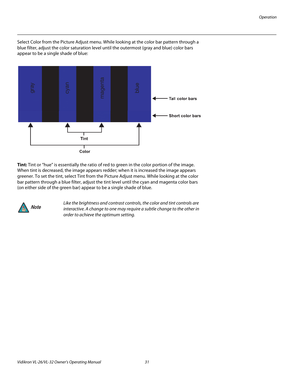 Tint | Vidikron VL-26HD User Manual | Page 41 / 66