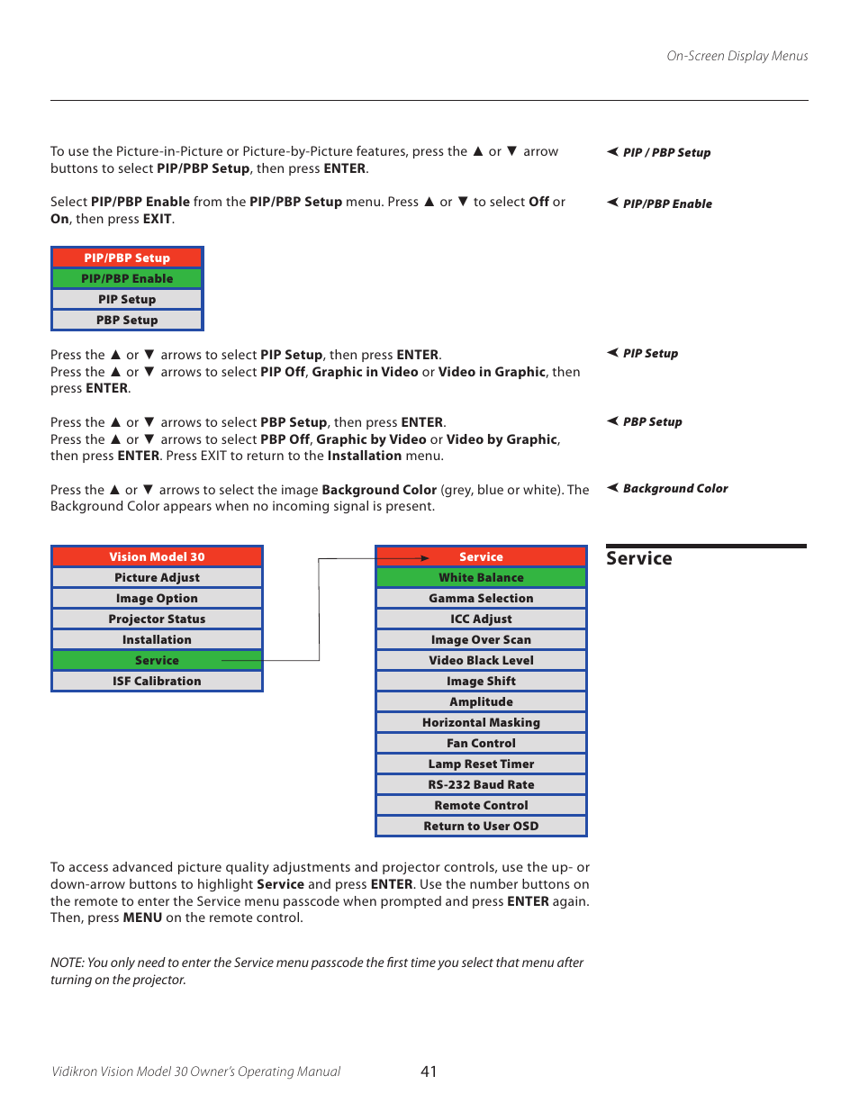 Service | Vidikron Vision 30 User Manual | Page 41 / 58