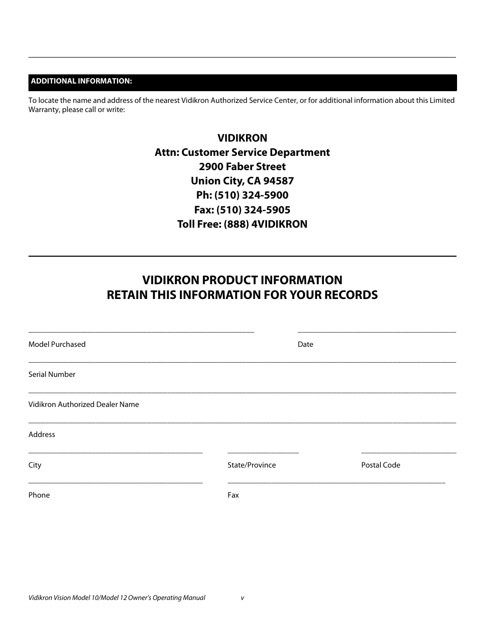 Pre l iminar y | Vidikron DLP 40828 User Manual | Page 5 / 74