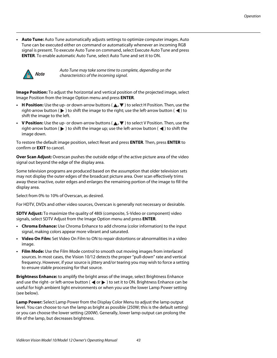 Image position, Over scan adjust, Sdtv adjust | Brightness enhance, Lamp power, Pre l iminar y | Vidikron DLP 40828 User Manual | Page 53 / 74