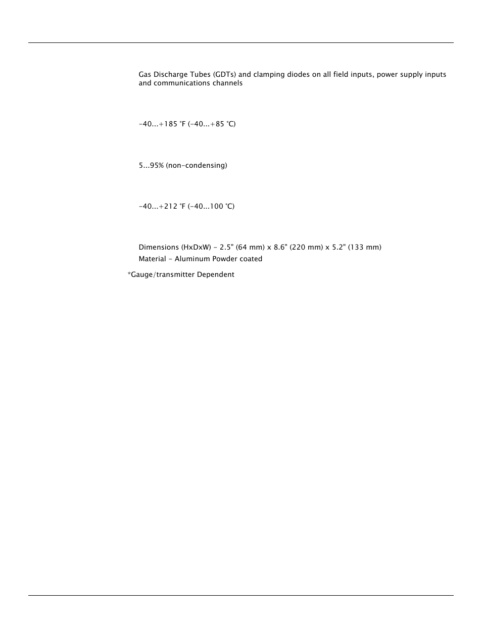 7 surge protection, 8 operating temperature, 9 humidity | 10 storage temperature, 11 mechanical construction | Varec TankGate Interface 8315 Series User Manual | Page 13 / 110