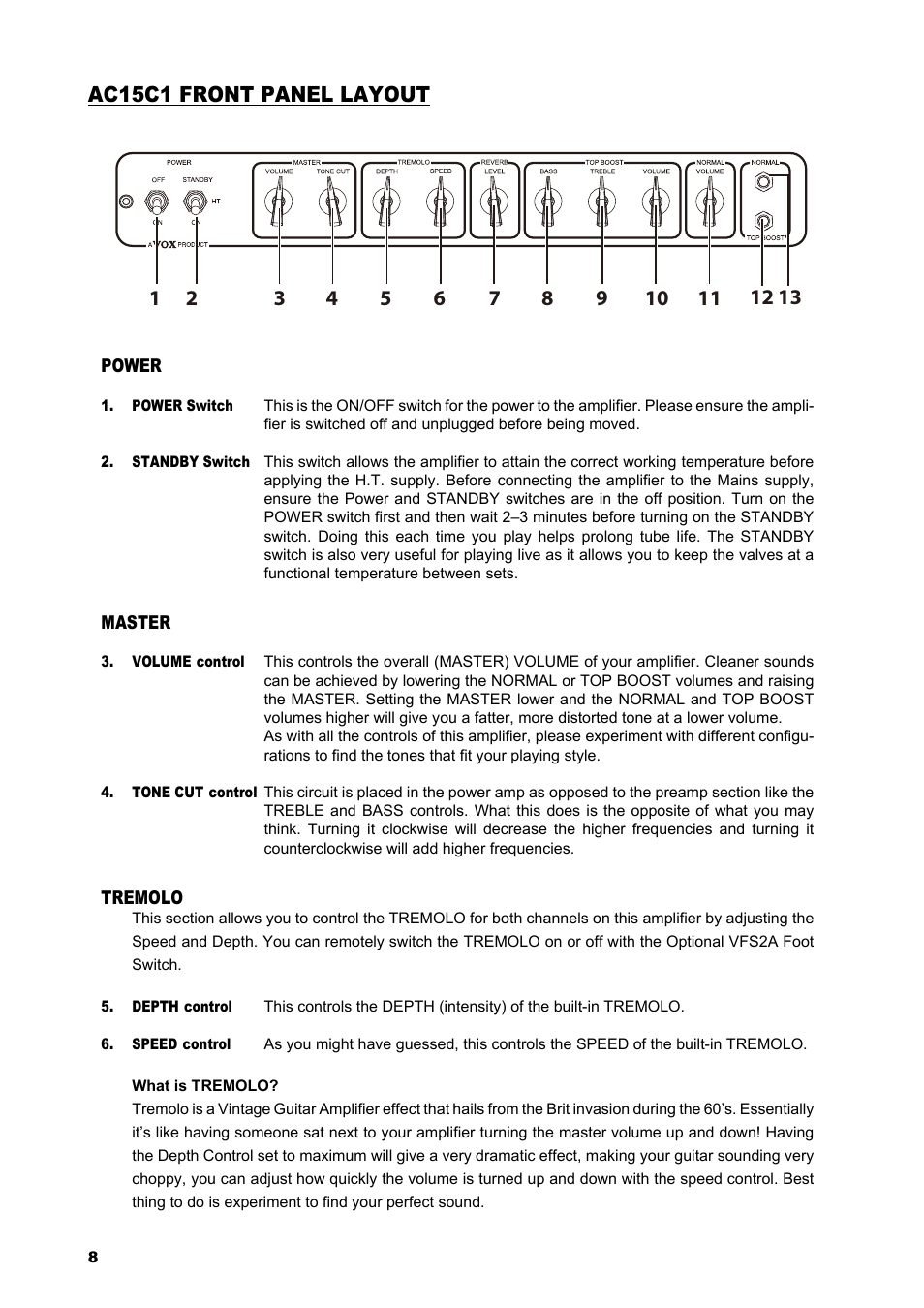 VOX Amplification USA AC15C1 User Manual | Page 8 / 46