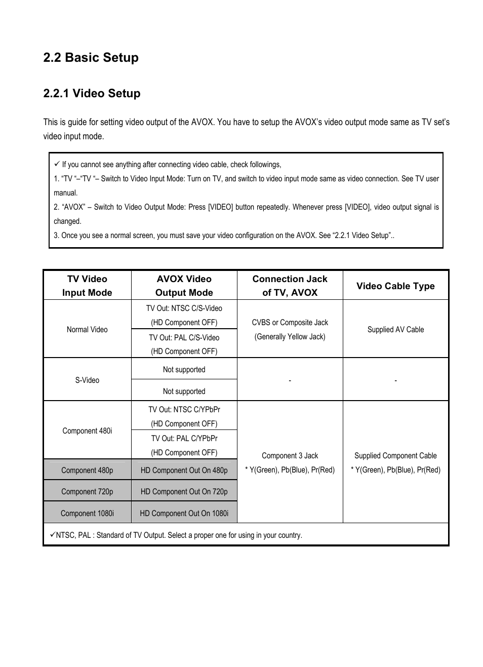 2 basic setup, 1 video setup | Vantec Jukebox User Manual | Page 20 / 36