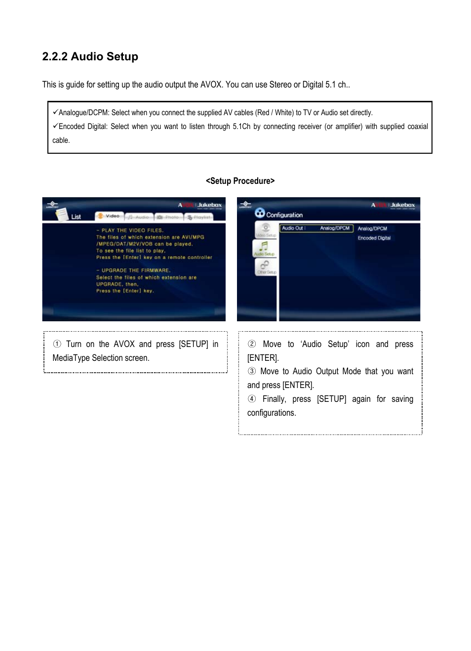 2 audio setup | Vantec Jukebox User Manual | Page 22 / 36