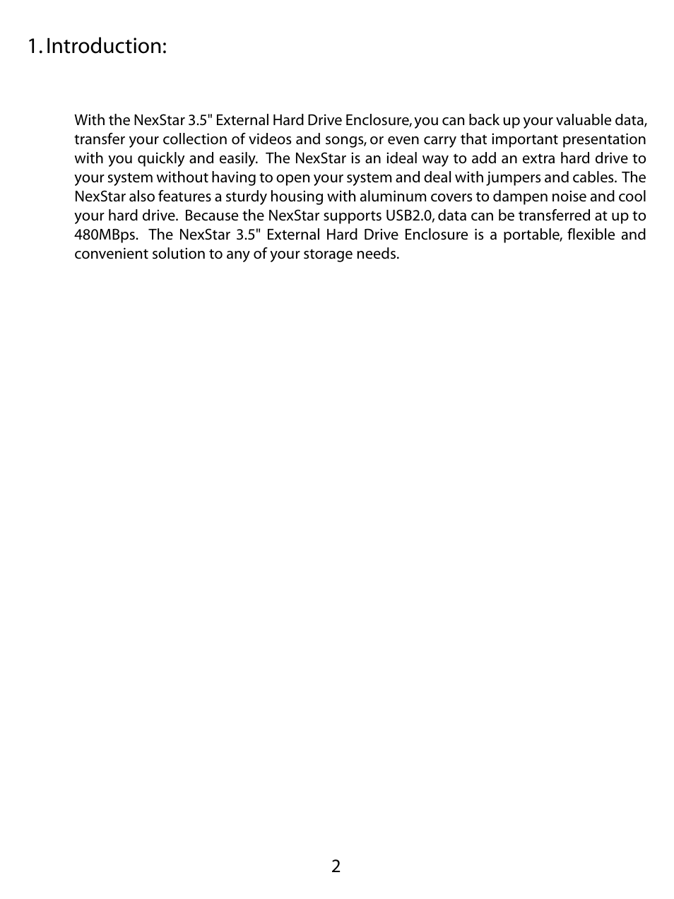 Introduction | Vantec NEXSTAR NST-350U2 User Manual | Page 4 / 20